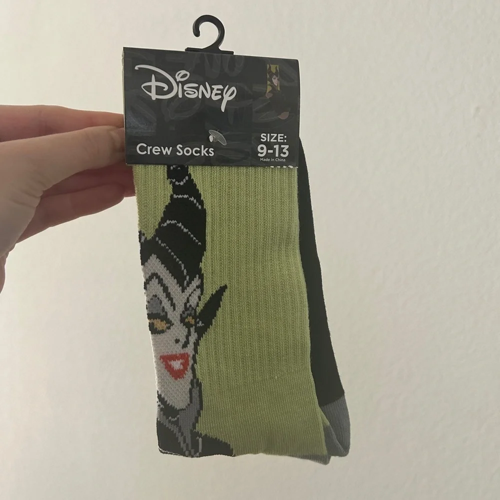 Disney Maleficent Crew Socks - Size 9-13, Unisex- NWT